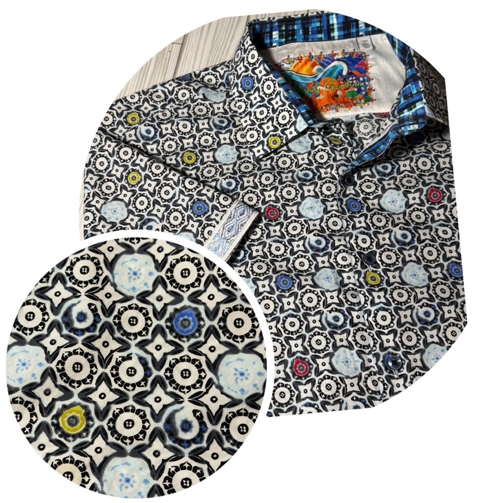 Robert Graham Avenue Tawada Short Sleeve Button Up Shirt Men’s 2XL Multicolor